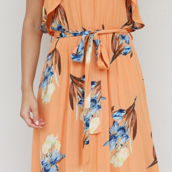 orange floral maxi dress - Picture 3 of 6